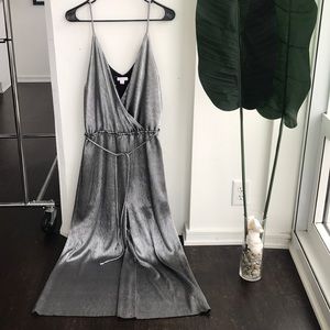 Metallic, wide leg romper.
